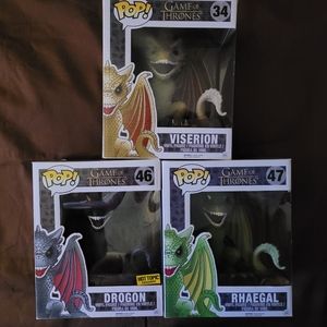 Funko Pop Game of Thrones Viserion, Drogon, Rhaegal Dragons